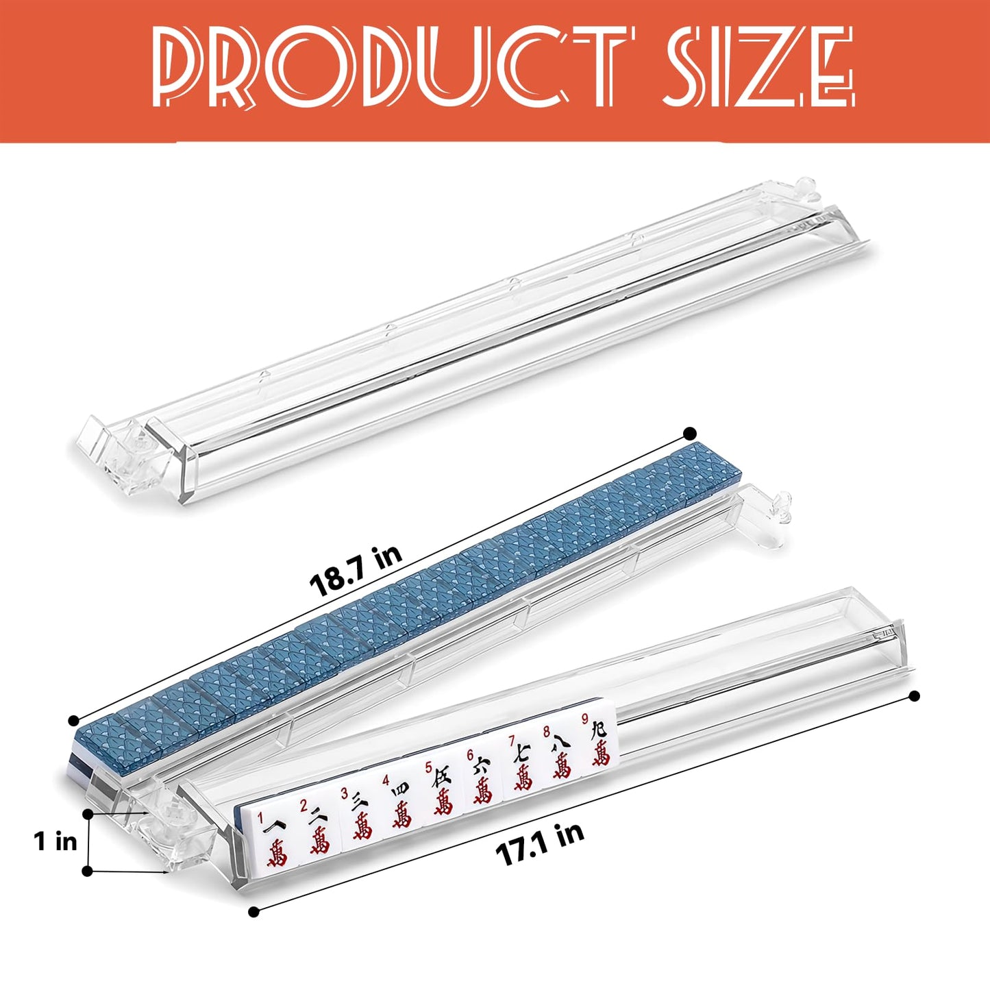 SSFUN Mahjong All-in-One Tile Rack & Pusher – Clear Acrylic, 4-Piece Set