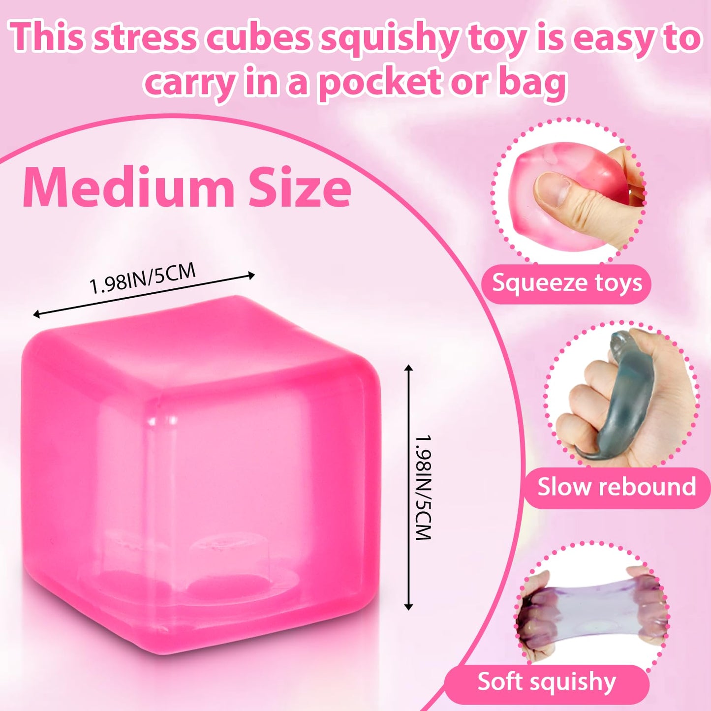 Ssqauvig 3Pack Ice Cube Stress Ball – Medium 5cm Fidget Toys for Anxiety Relief