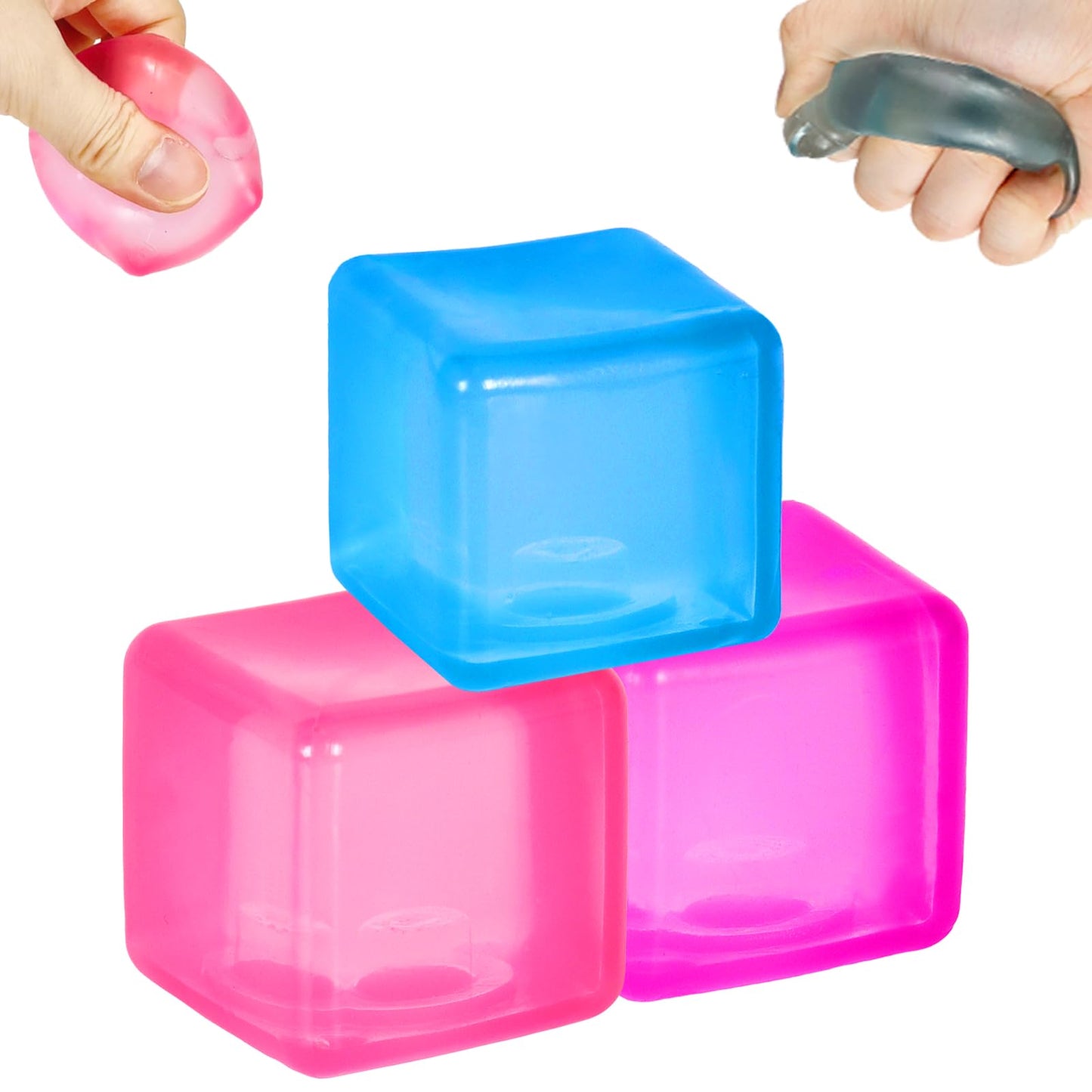 Ssqauvig 3Pack Ice Cube Stress Ball – Medium 5cm Fidget Toys for Anxiety Relief