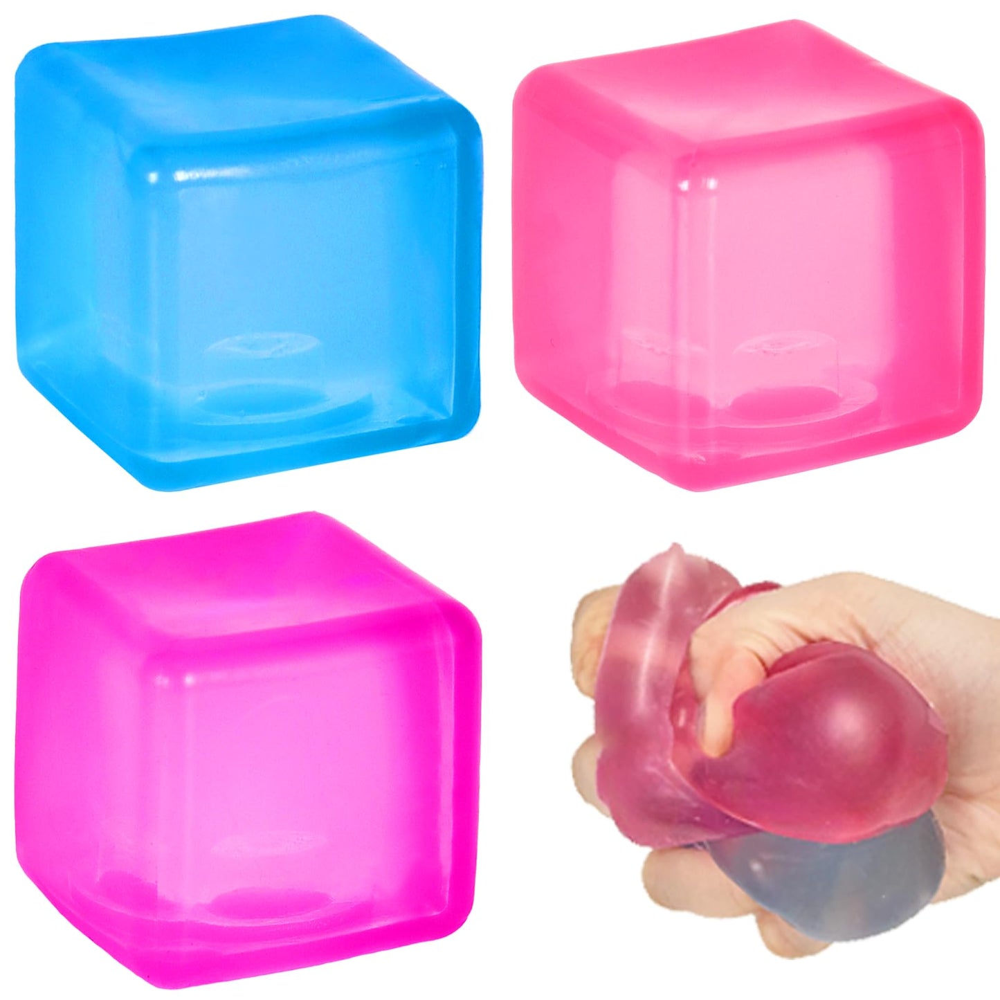 Ssqauvig 3Pack Ice Cube Stress Ball – Medium 5cm Fidget Toys for Anxiety Relief