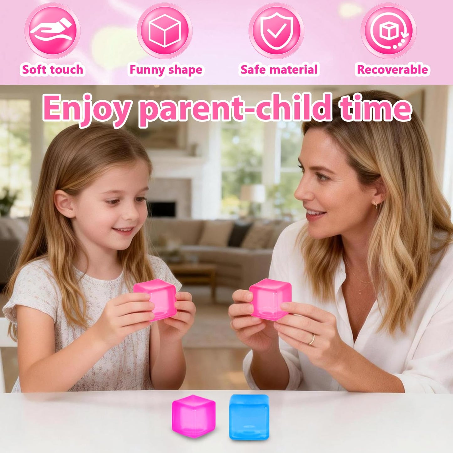 Ssqauvig 3Pack Ice Cube Stress Ball – Medium 5cm Fidget Toys for Anxiety Relief