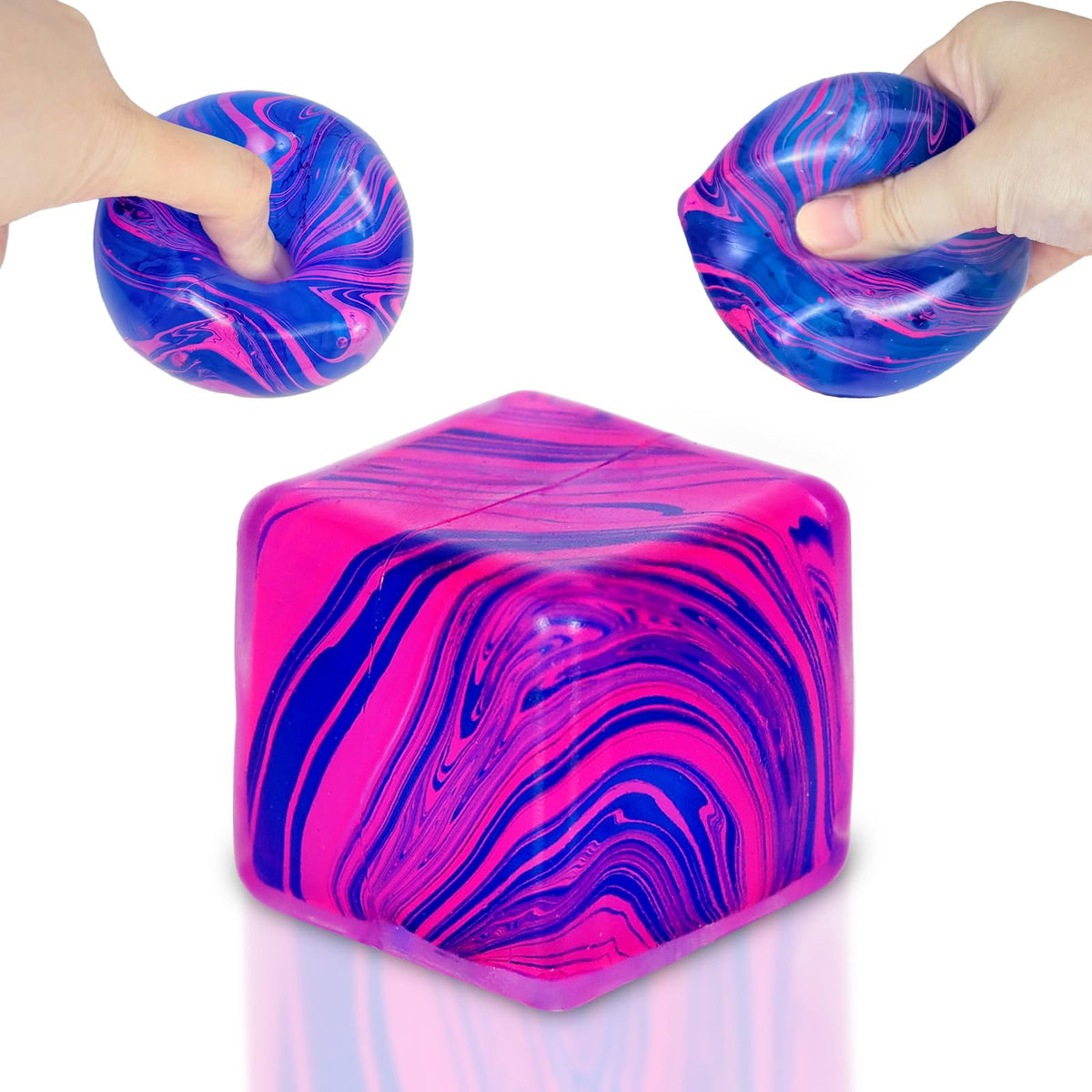 Ssqauvig Squishy Fidget Stress Cube – 1.97-inch Ice Cube Stress Balls for Kids & Adults (Purple)