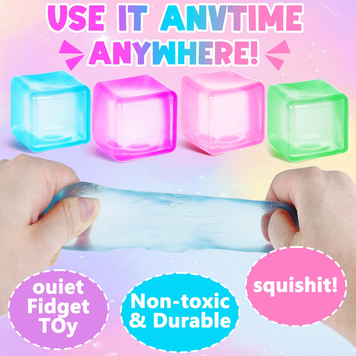 Ssqauvig 4-Pack Ice Cube Stress Ball | Slow-Rising Fidget Toys for Focus & Calm