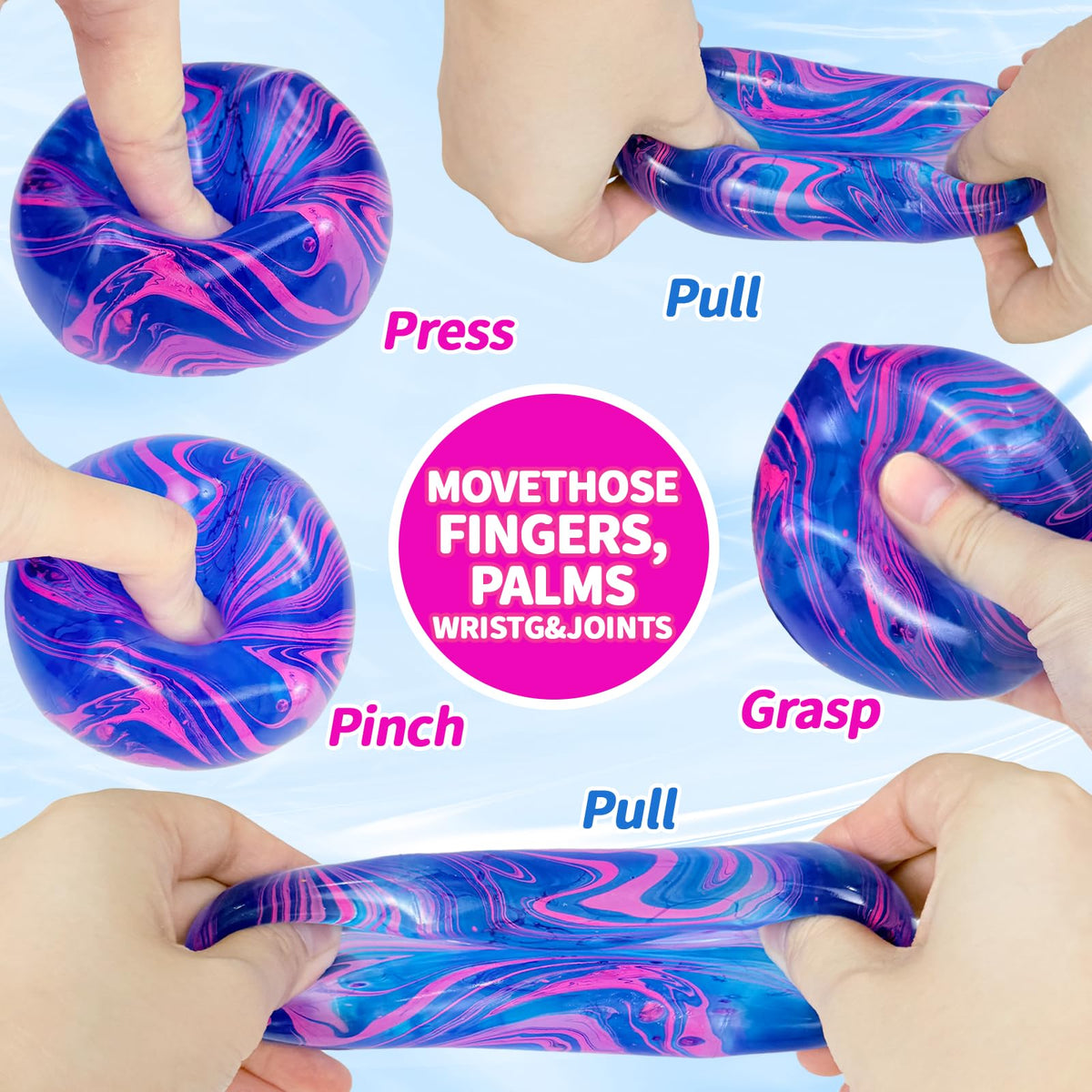 Ssqauvig Squishy Fidget Stress Cube – 1.97-inch Ice Cube Stress Balls for Kids & Adults (Purple)