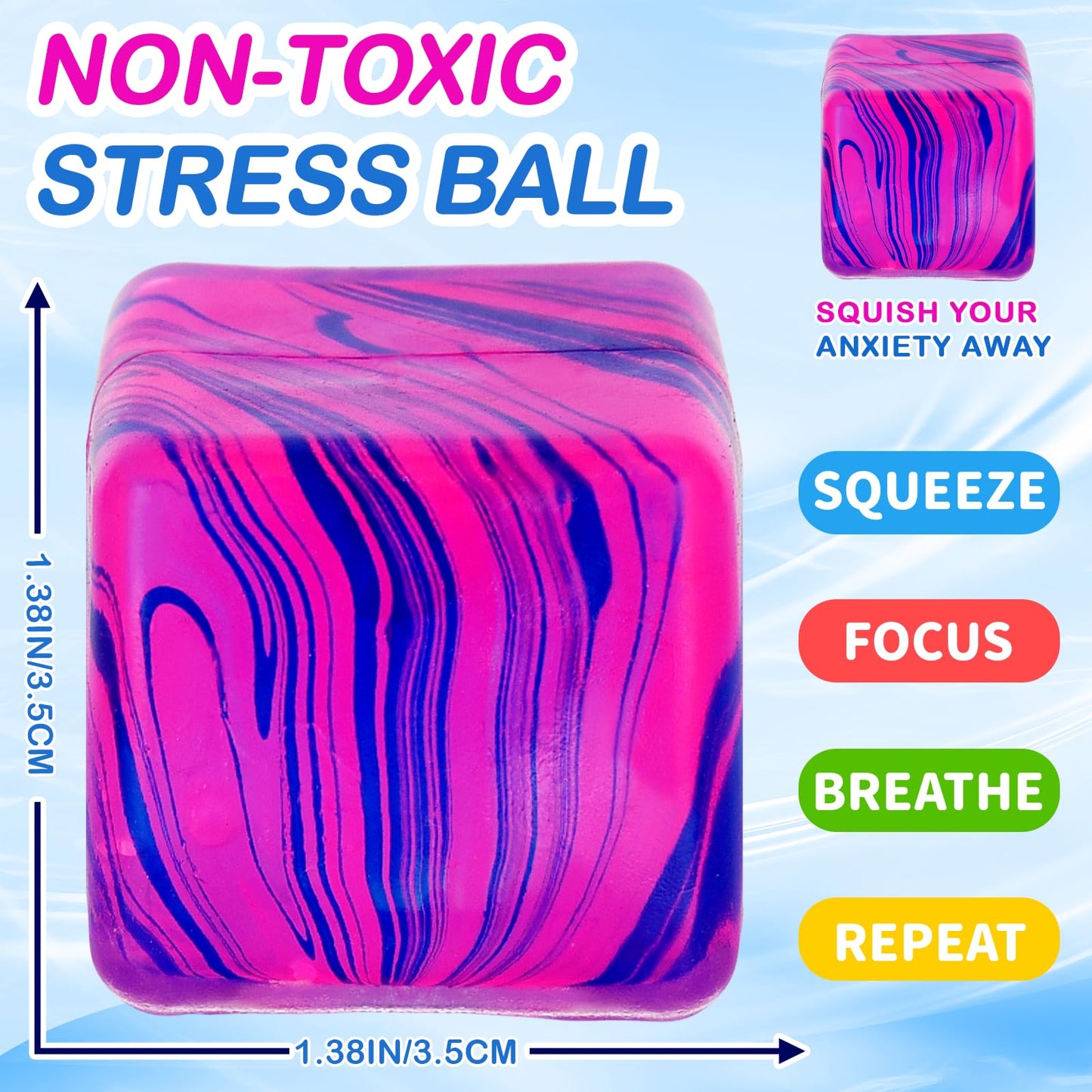 Ssqauvig Squishy Stress Cube — 1.38in Ice Cube Fidget Toy (Purple)