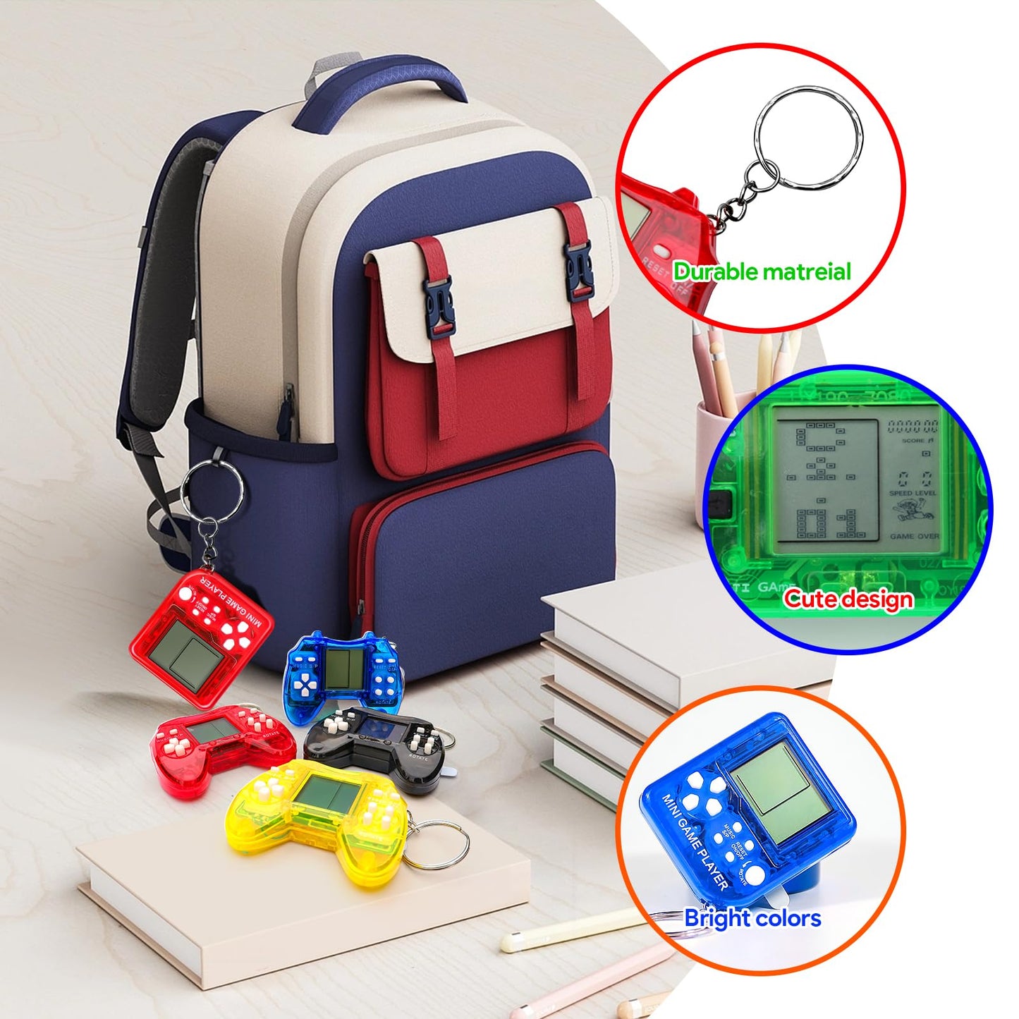 SSRMX 24Pcs Video Game Keychains — Arcade Party Favors for Kids & Birthday Supplies