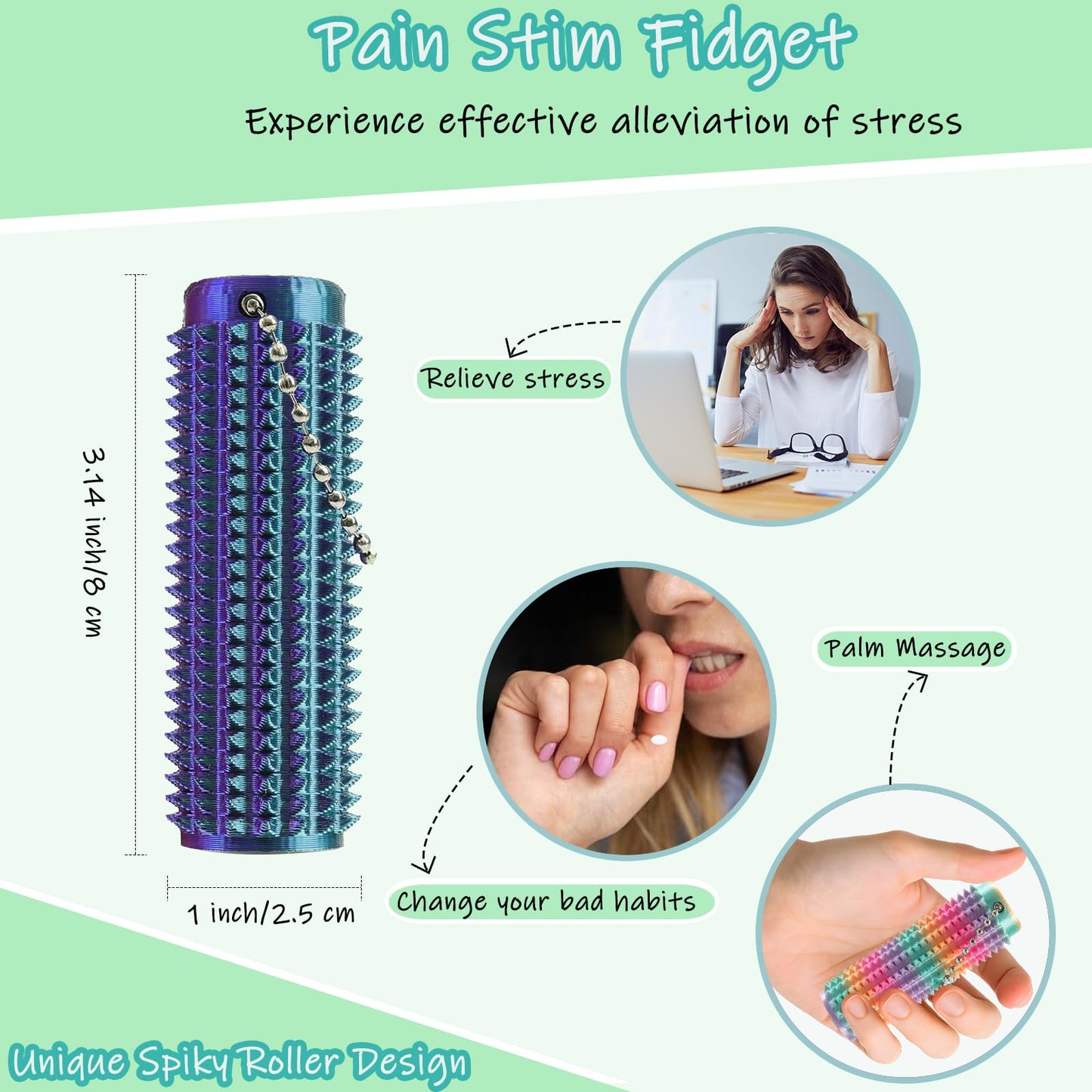 Ssryxsnan 4 Pcs Little Ouchies Pain Fidget – Spiky Grippie Keychain Stress Relief Toy for Adults & Teens