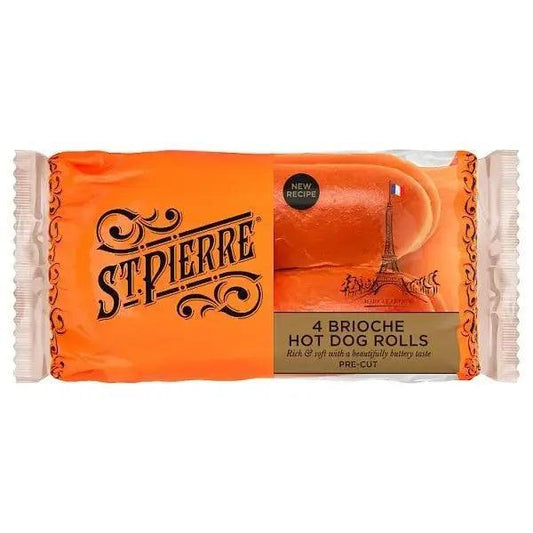 St Pierre 4 Pre-Cut Brioche Hot Dog Rolls