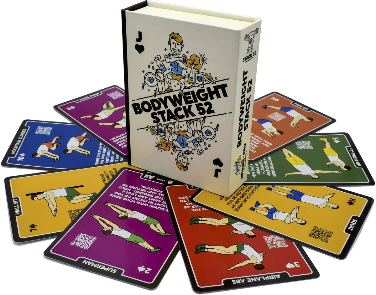 Stack 52 Bodyweight Exercise Cards — Portable No Equipment Deck with Video Instructions