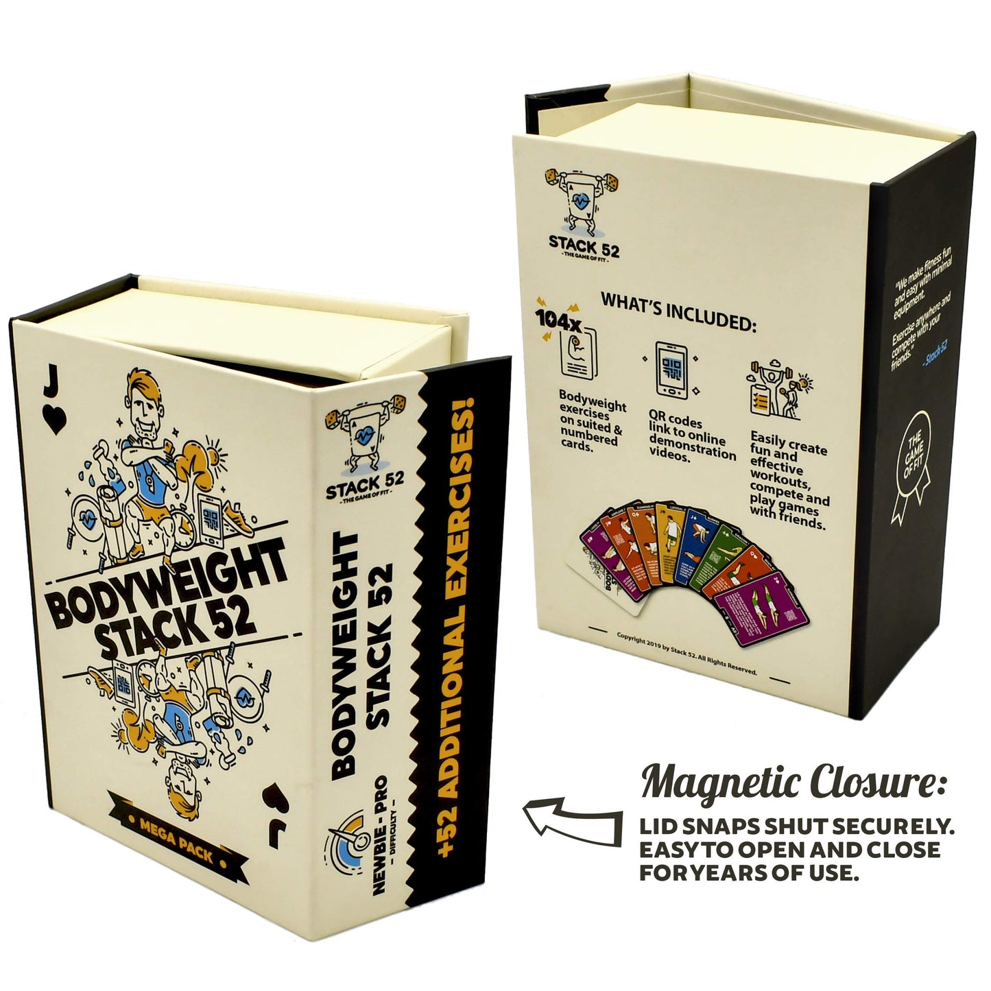 Stack 52 Bodyweight Exercise Cards Mega Pack: No Equipment, Video Instructions, 104 Exercises