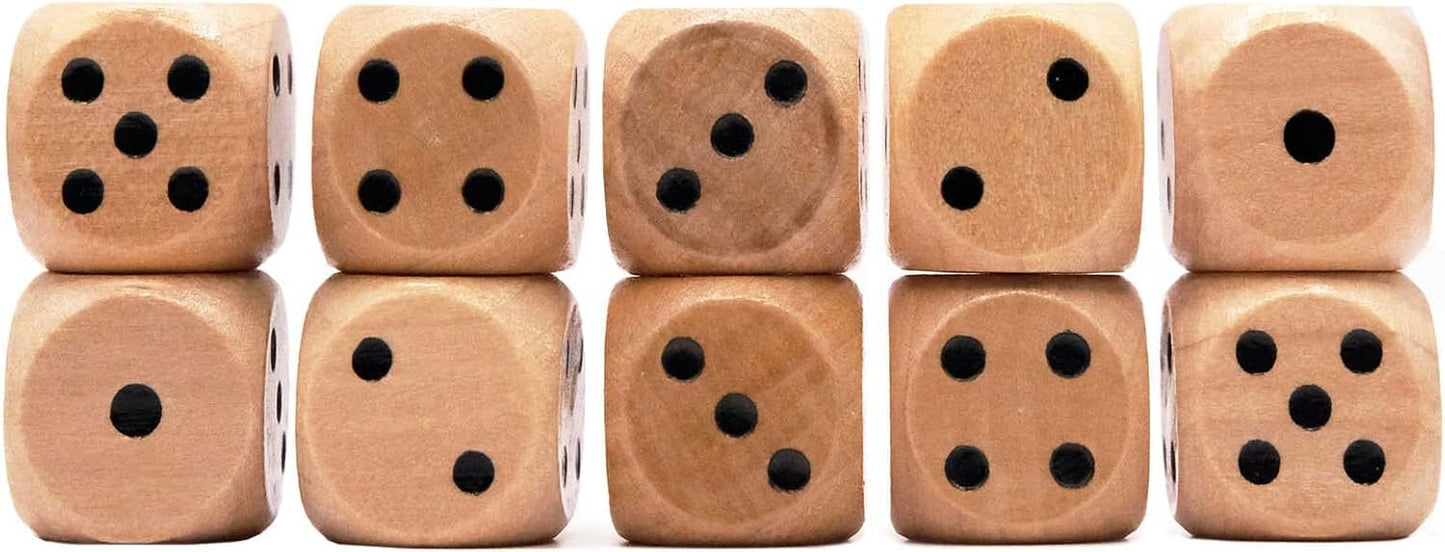 STAHLHAMMERS 10-Pack Wooden Dice Set | 16mm Standard Dice for Board Games & RPGs
