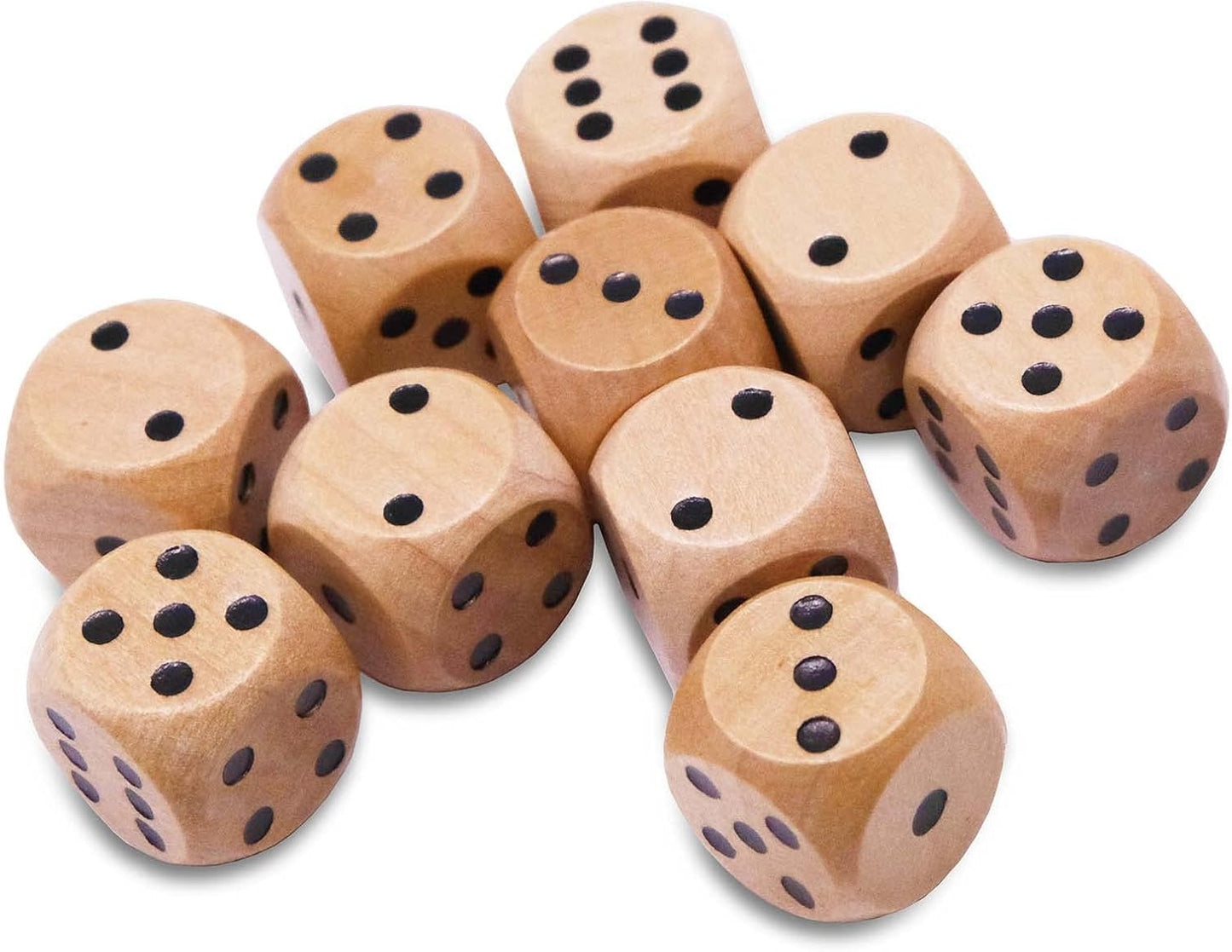 STAHLHAMMERS 10-Pack Wooden Dice Set | 16mm Standard Dice for Board Games & RPGs