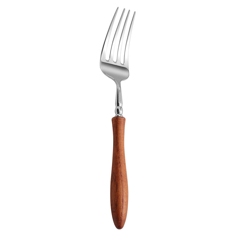 Rosewood Handle Stainless Steel Cutlery Set - Premium Wooden Tableware