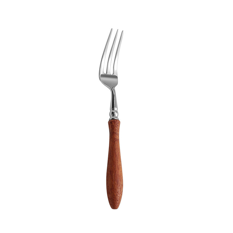 Rosewood Handle Stainless Steel Cutlery Set - Premium Wooden Tableware