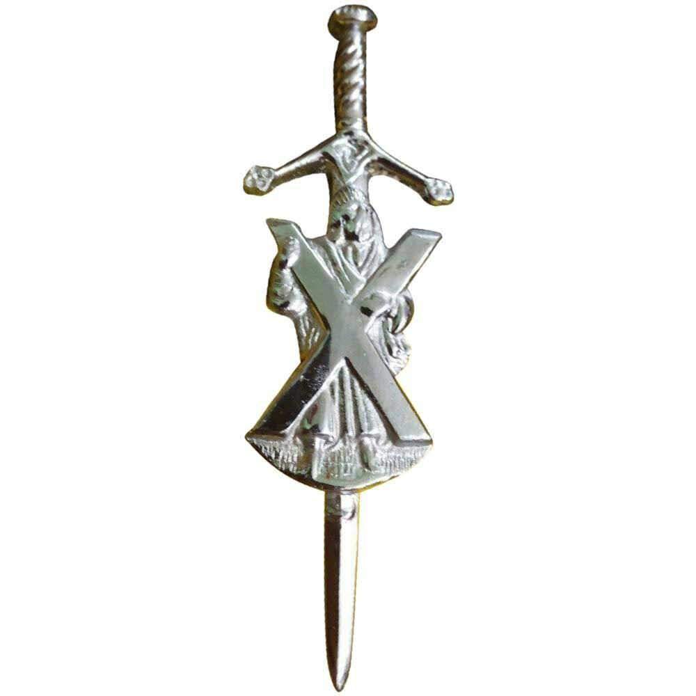 Scottish Thistle Kilt Pins Chrome Finish 4" Kilts Pin Celtic Knot