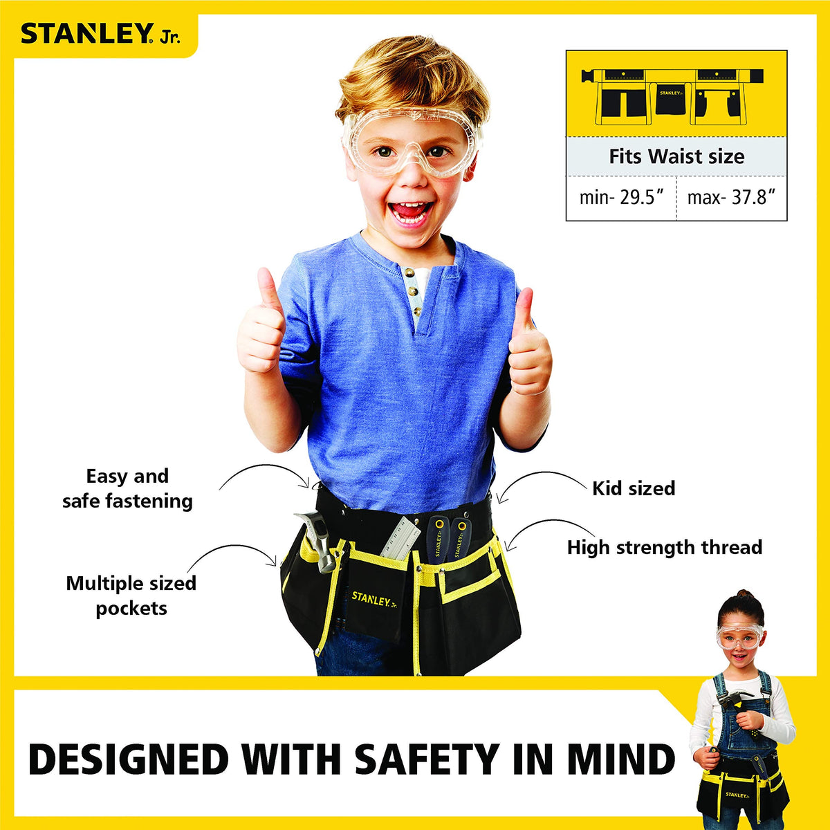 STANLEY Jr. Tool Belt & Tools for Ages 5+ (T010M-Sy) – Mixed