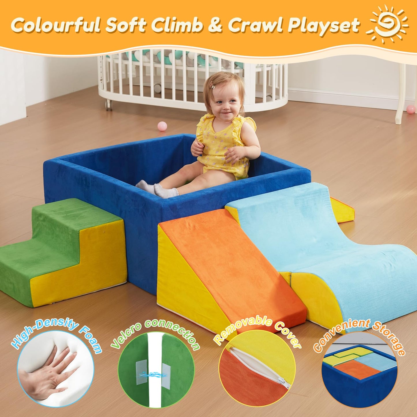 STAOLENE Soft Foam Climbing Blocks with Ball Pit – 6PCS Indoor Toddler Play Set