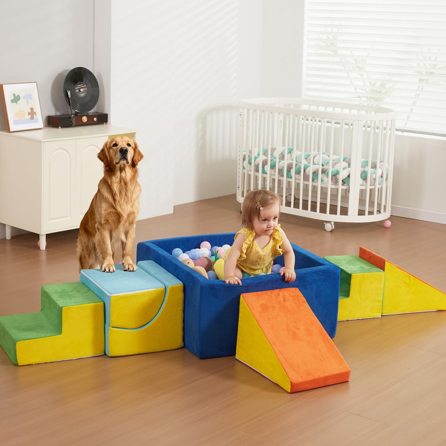 STAOLENE Soft Foam Climbing Blocks with Ball Pit – 6PCS Indoor Toddler Play Set
