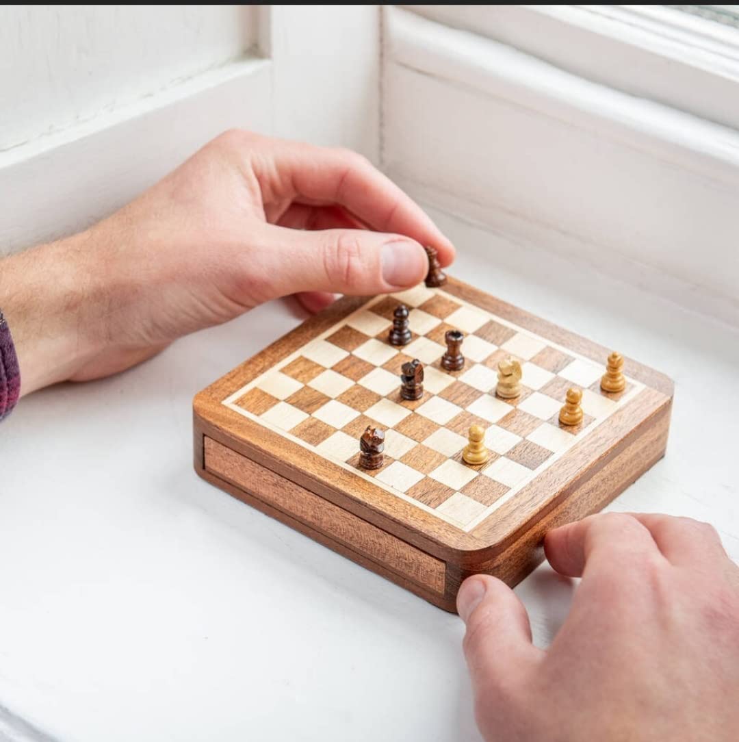 Star Handmade Personalised Luxury Chess Set – Magnetic Rosewood Travel Chess (5 Inches) | STAR INTERNATIONAL