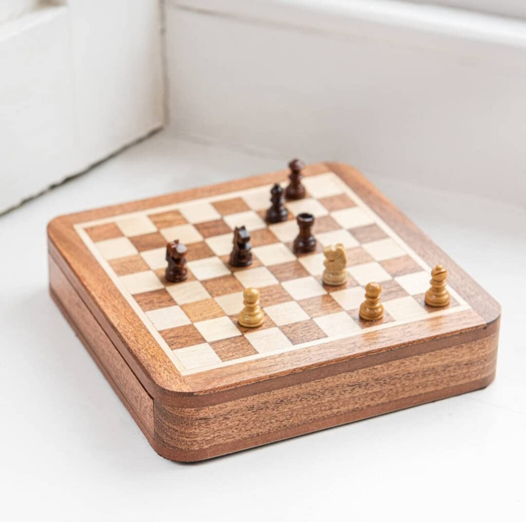 Star Handmade Personalised Luxury Chess Set – Magnetic Rosewood Travel Chess (5 Inches) | STAR INTERNATIONAL