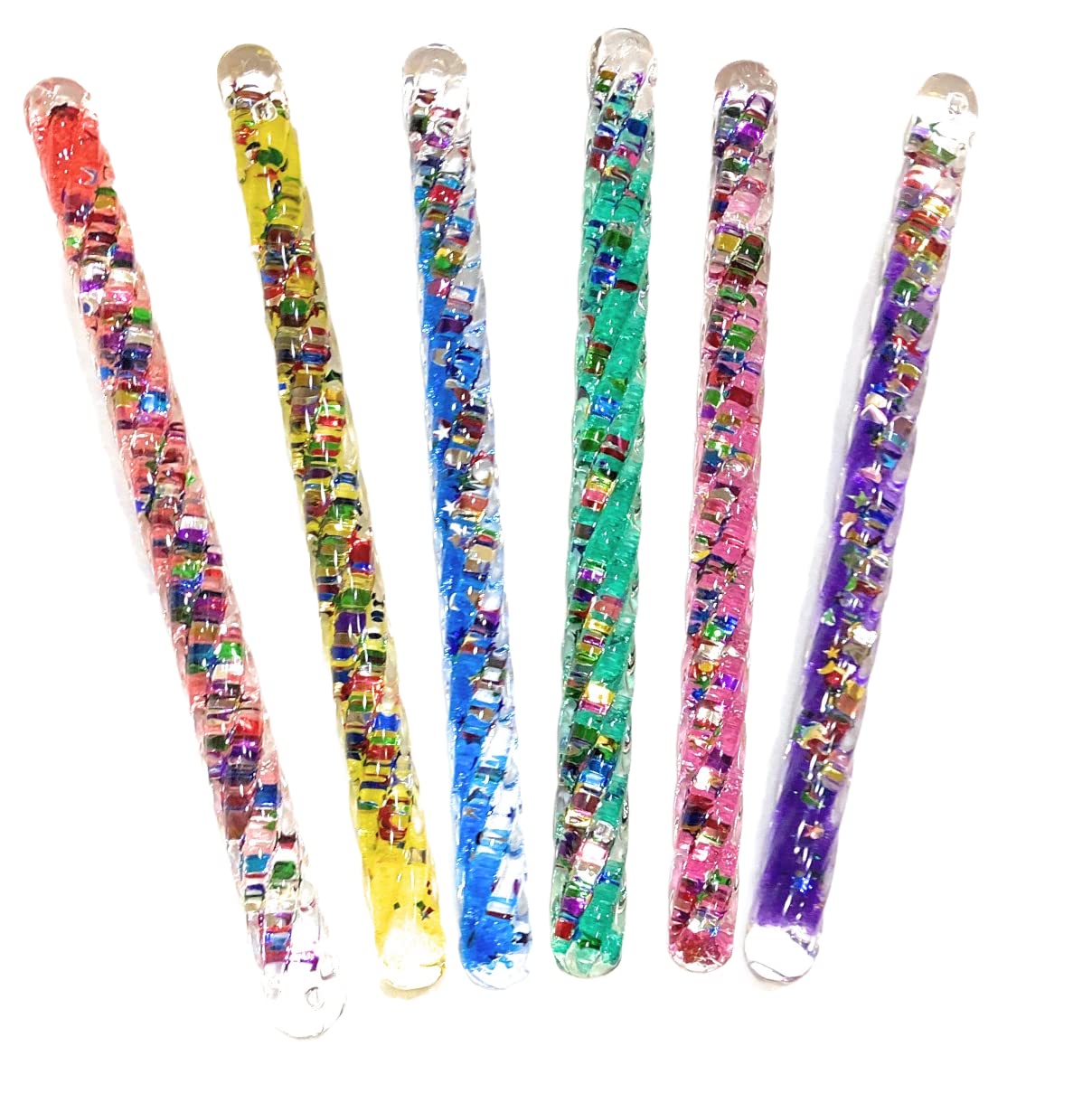 Star Magic Mini Spiral Glitter Wands – 6-Pack Complete Gift Set (6.5 Inches)