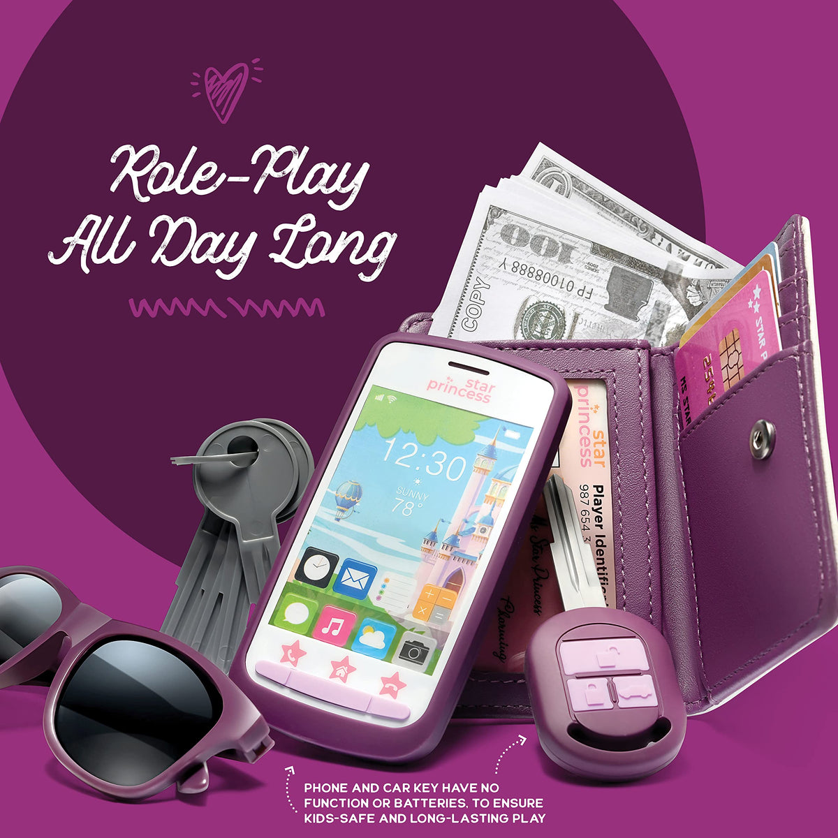 Star Princess Play Purse – Dress-Up Toys for Girls with Phone & Faux Makeup