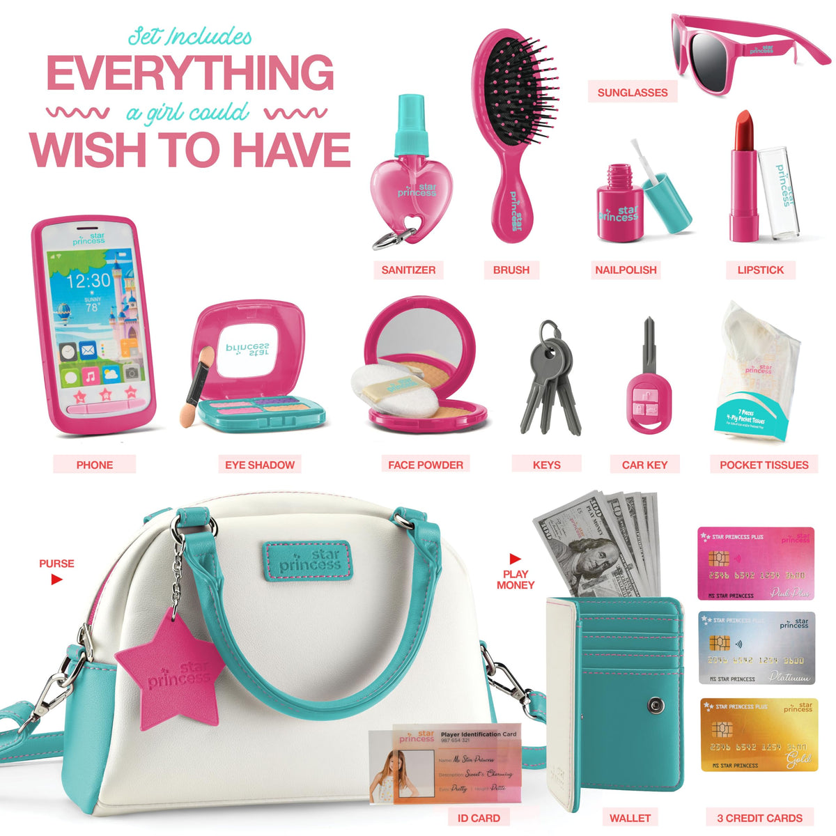 Star Princess Little Girls' Play Purse — Pretend Play Accessories (Ages 3-8)