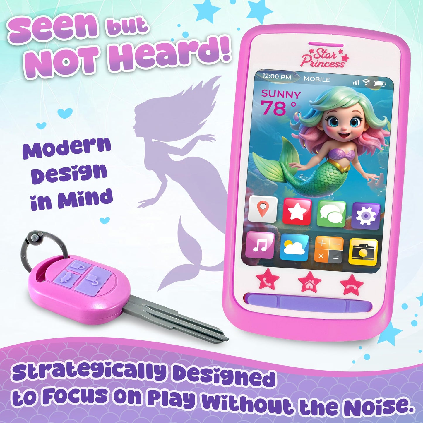 Star Princess Play Purse – Mermaid Pretend Play Set for Girls Aged 3-8