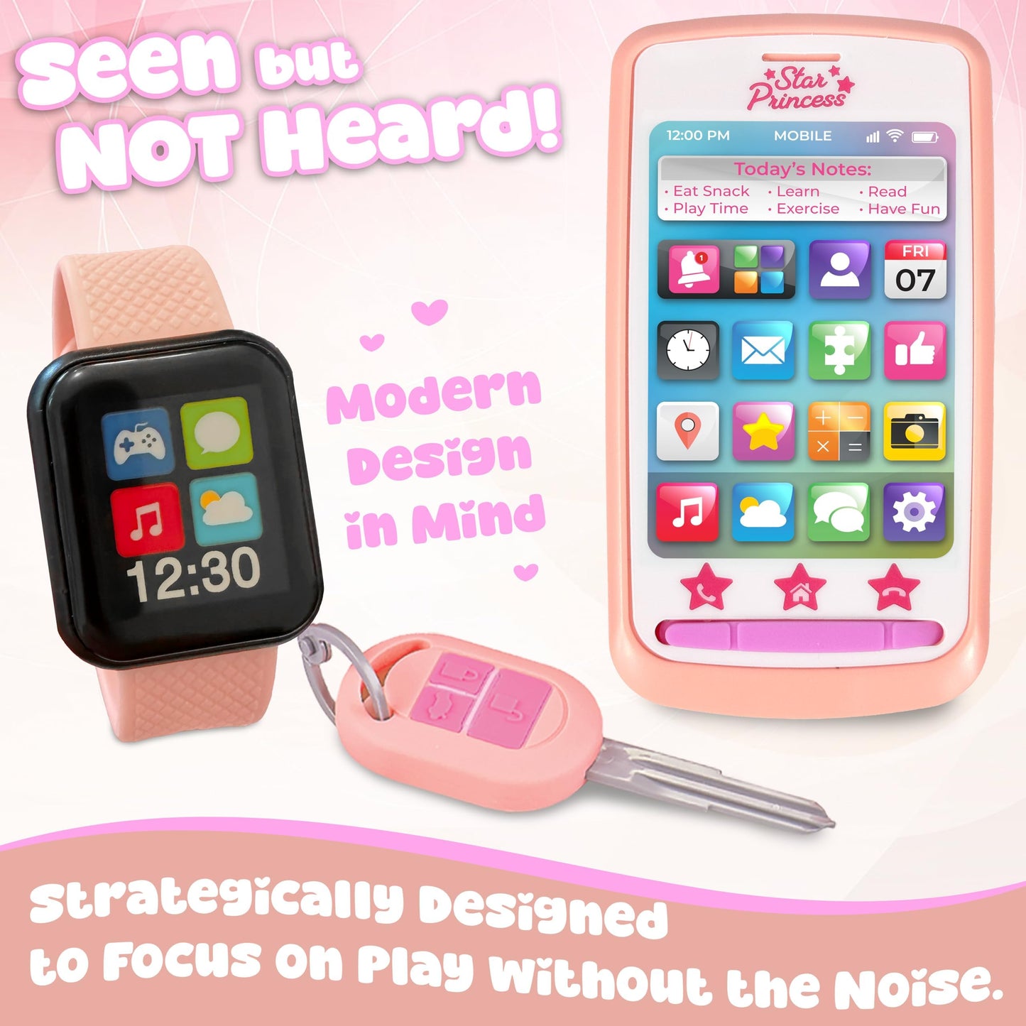 Star Princess Play Purse for Little Girls – Complete Pretend Play Set with Bag, Phone, Wallet & More