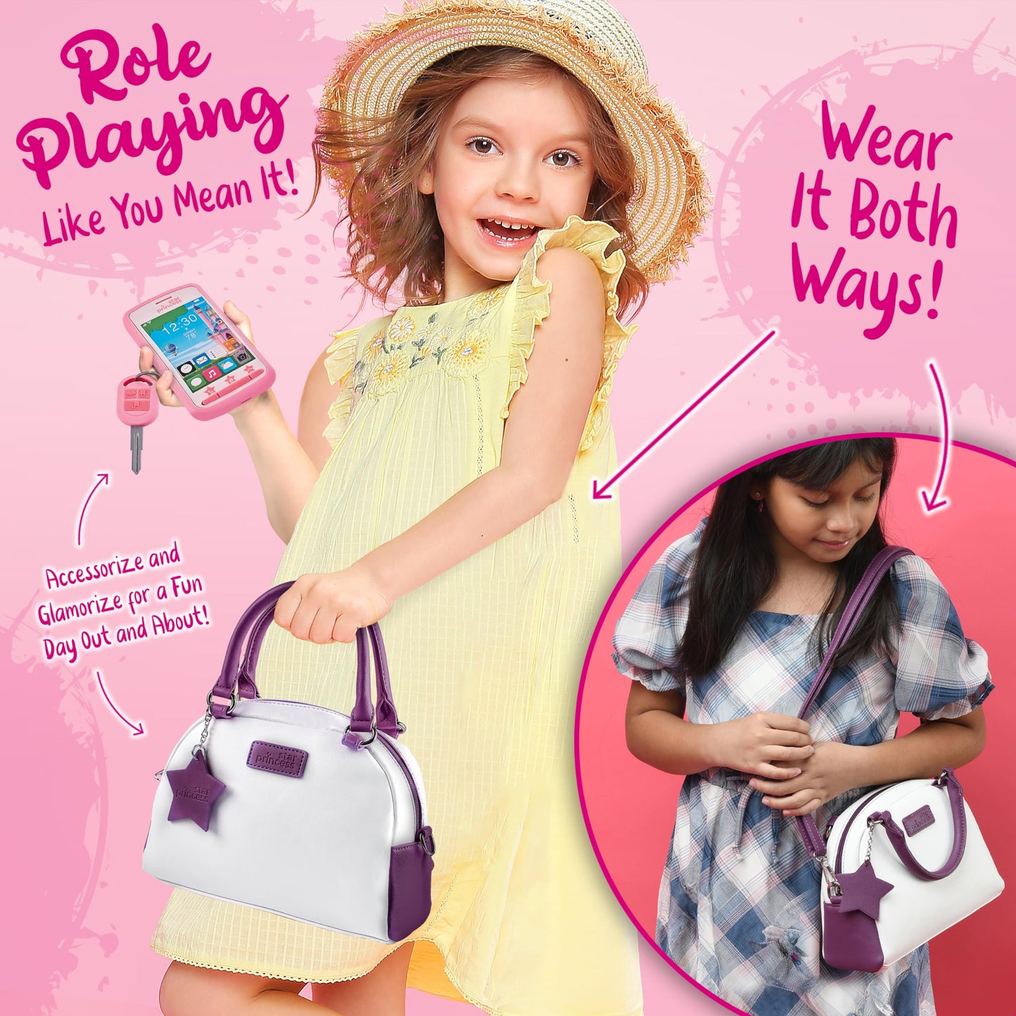 Star Princess Play Purse – Dress-Up Toys for Girls with Phone & Faux Makeup