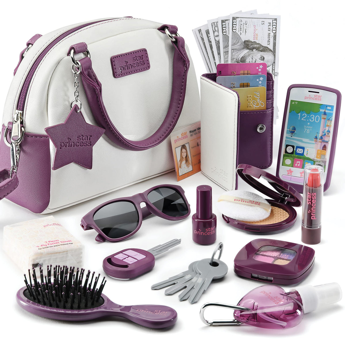 Star Princess Play Purse – Dress-Up Toys for Girls with Phone & Faux Makeup