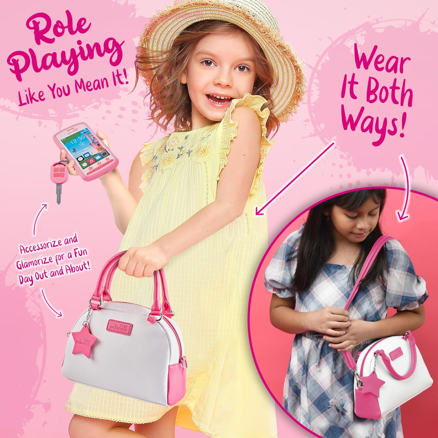 Star Princess Pretend Play Purse Set for Girls - Realistic Toy Purse with Accessories (Ages 3-8)