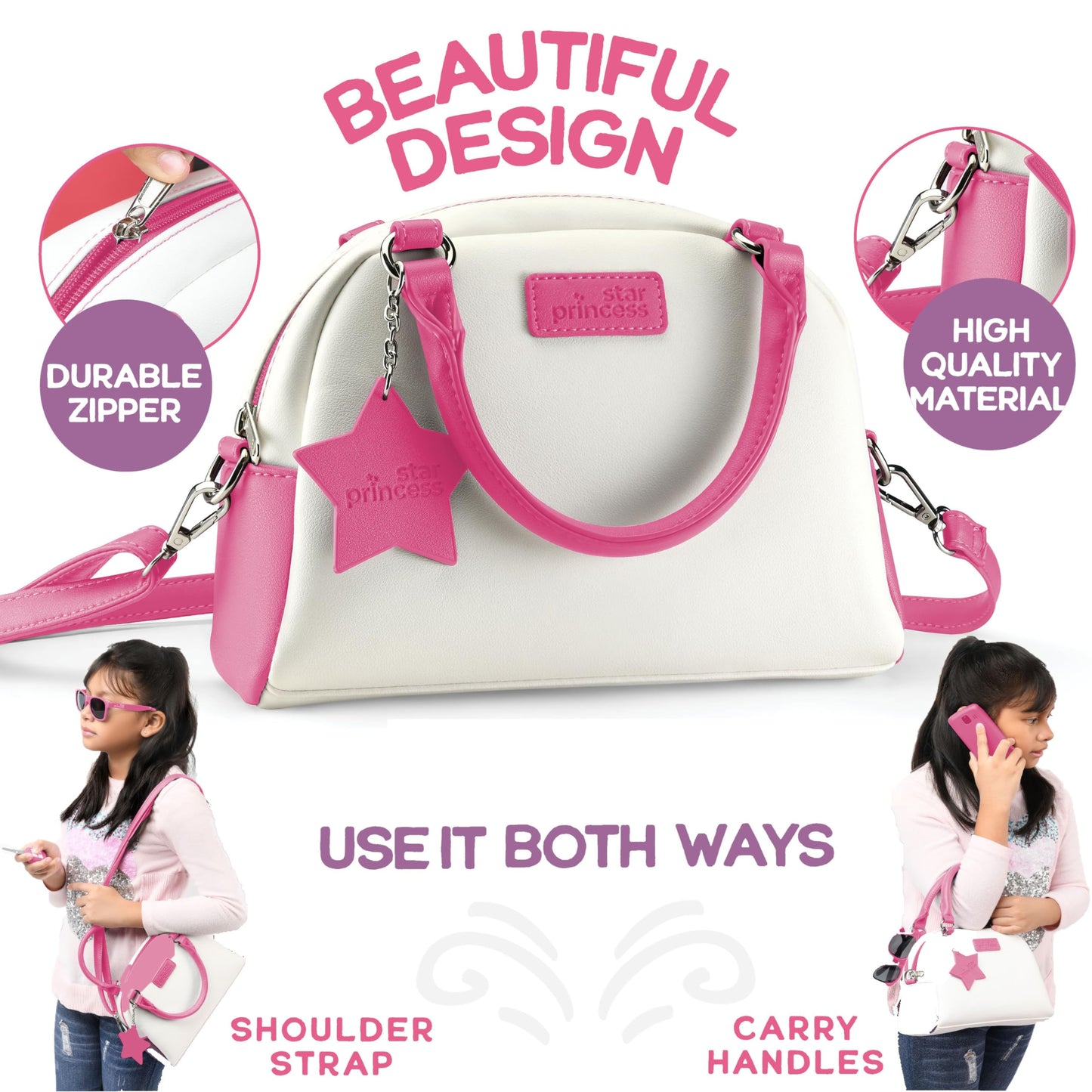 Star Princess Pretend Play Purse Set for Girls - Realistic Toy Purse with Accessories (Ages 3-8)