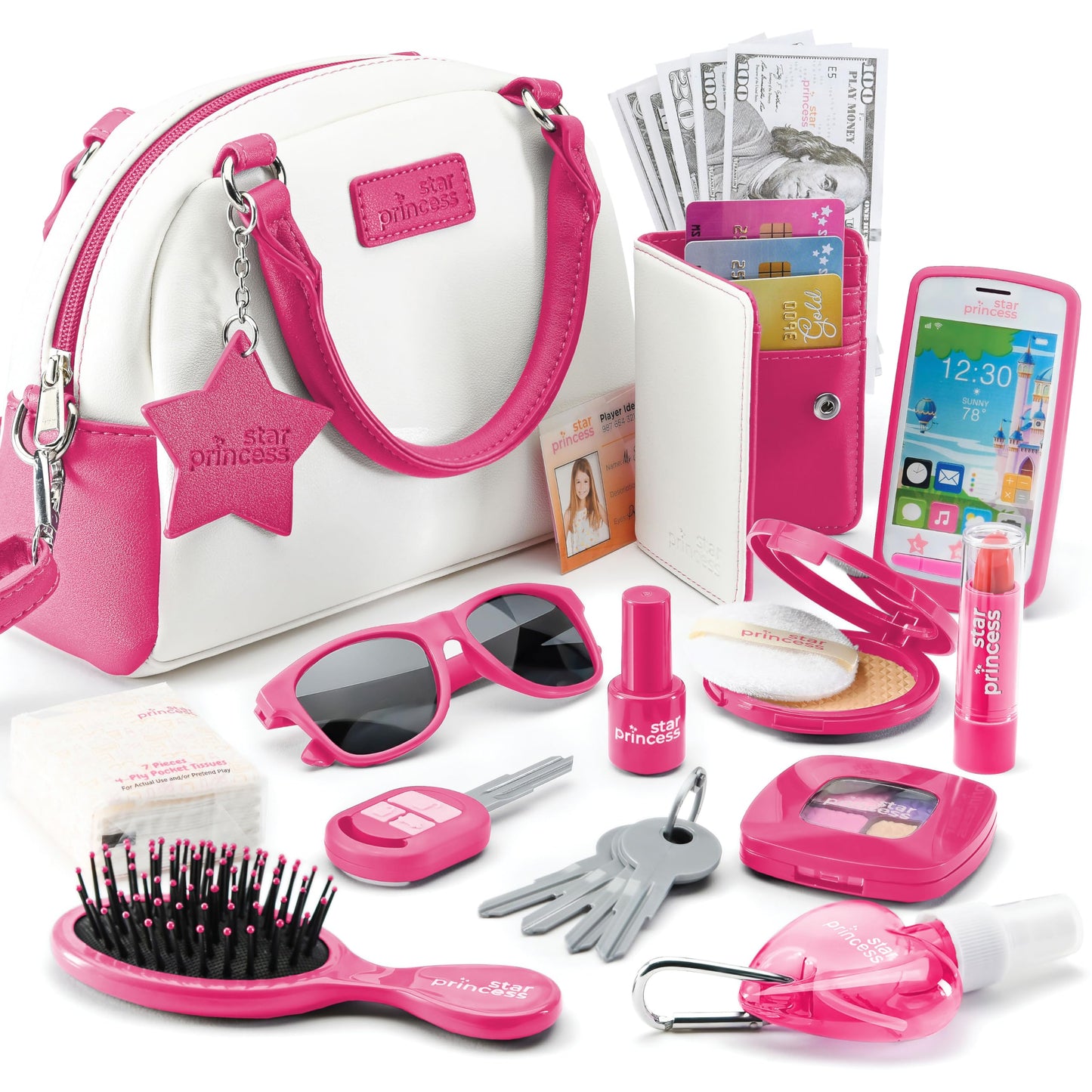 Star Princess Pretend Play Purse Set for Girls - Realistic Toy Purse with Accessories (Ages 3-8)