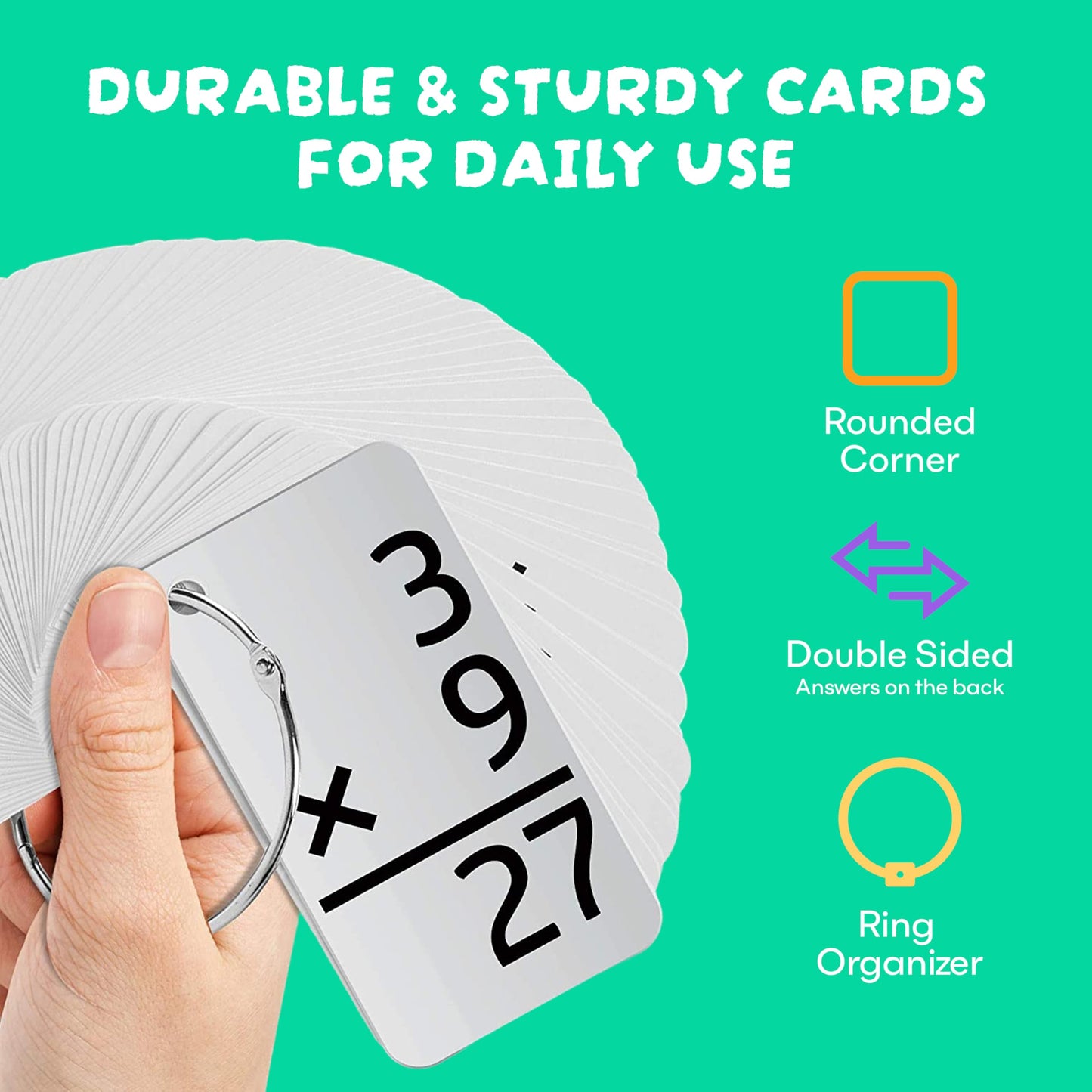 Star Right Multiplication Flash Cards – 169 Cards with 2 Binder Rings for Times Tables Practice (Ages 8+)