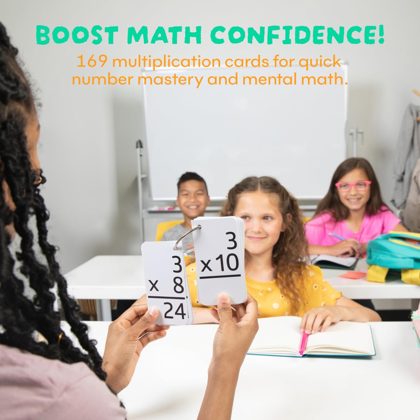 Star Right Multiplication Flash Cards – 169 Cards with 2 Binder Rings for Times Tables Practice (Ages 8+)