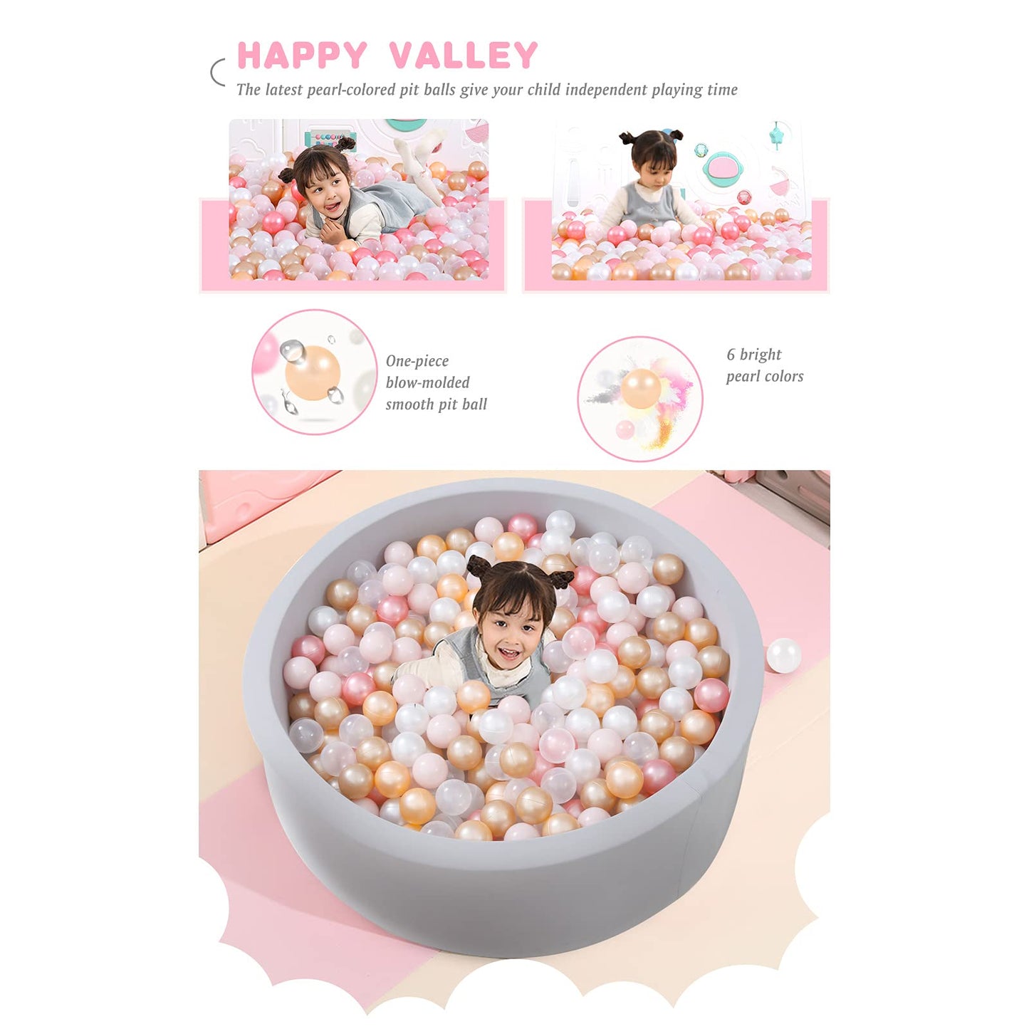 STARBOLO Ball Pit Balls Pack of 100 – Pearl 6 Colors, BPA & Phthalate Free