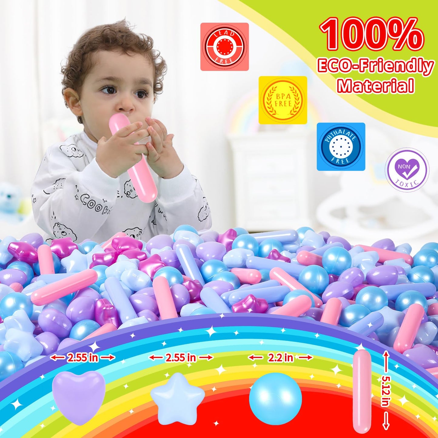 STARBOLO Ball Pit Balls - 150pcs Mermaid Ocean Colors for Toddlers