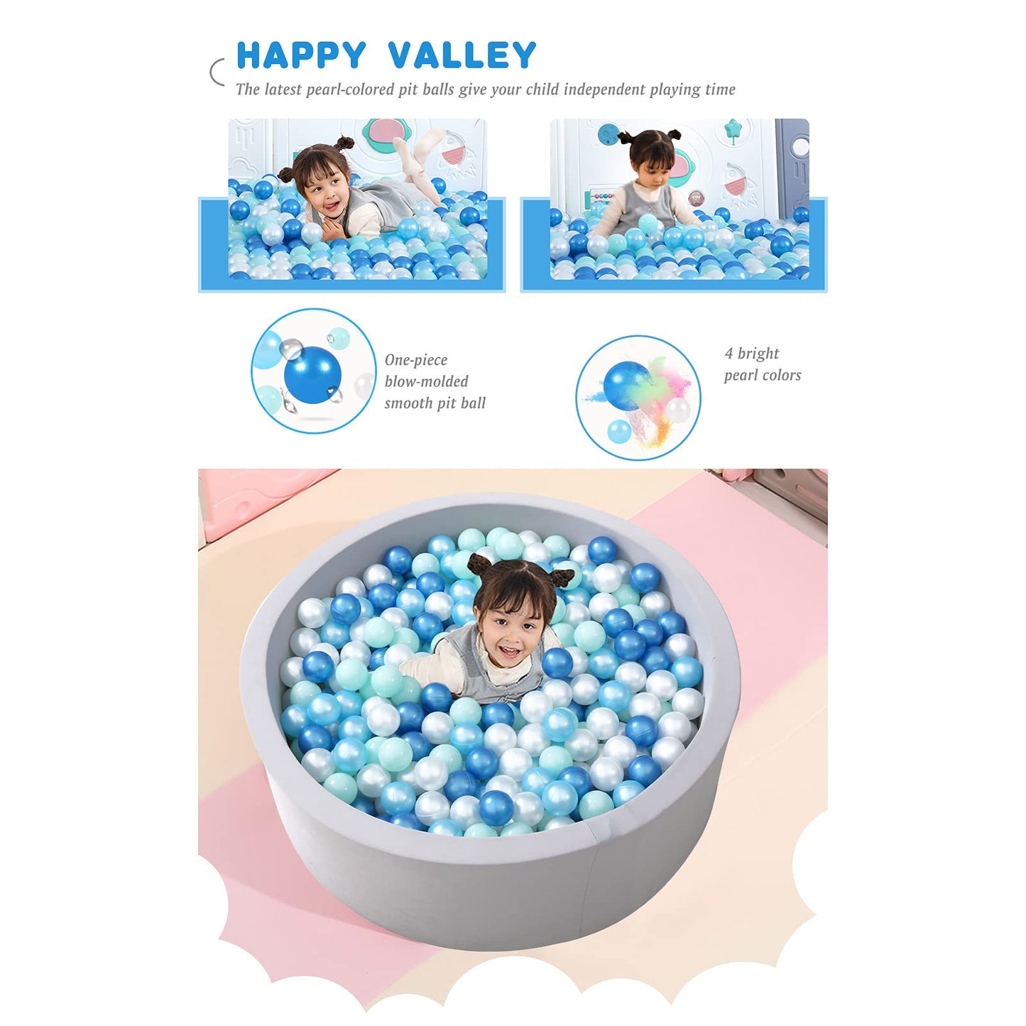 STARBOLO Ball Pit Balls - 200pcs, Pearl Colors, BPA & Phthalate Free, 2.2in