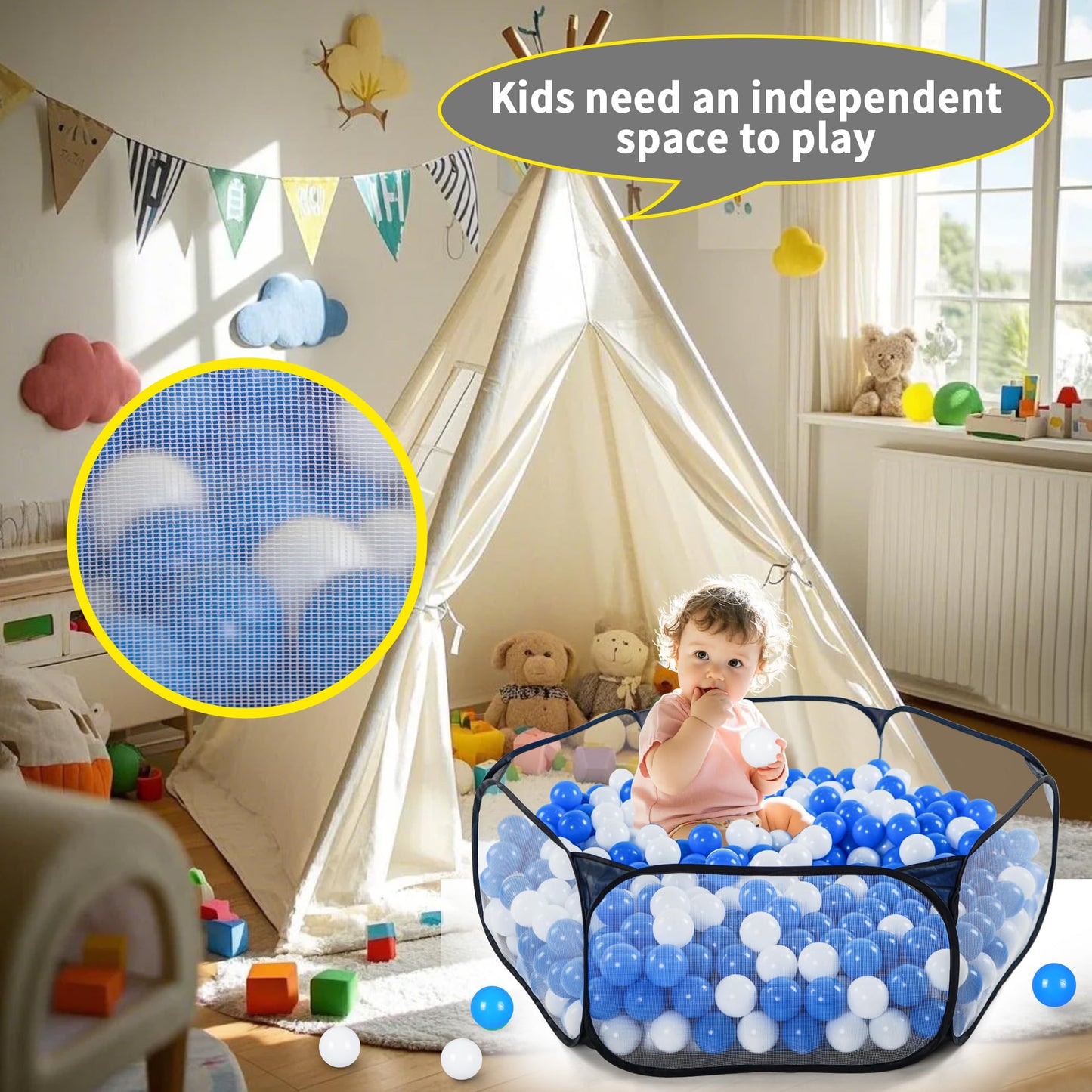 STARBOLO Kids Ball Pit Play Tent – Foldable Ball Pool for Toddlers (Black)