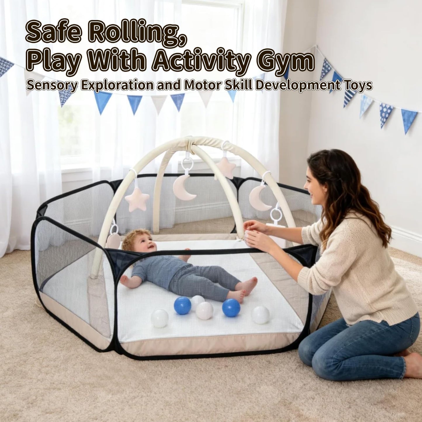 STARBOLO Kids Ball Pit Play Tent – Foldable Ball Pool for Toddlers (Black)
