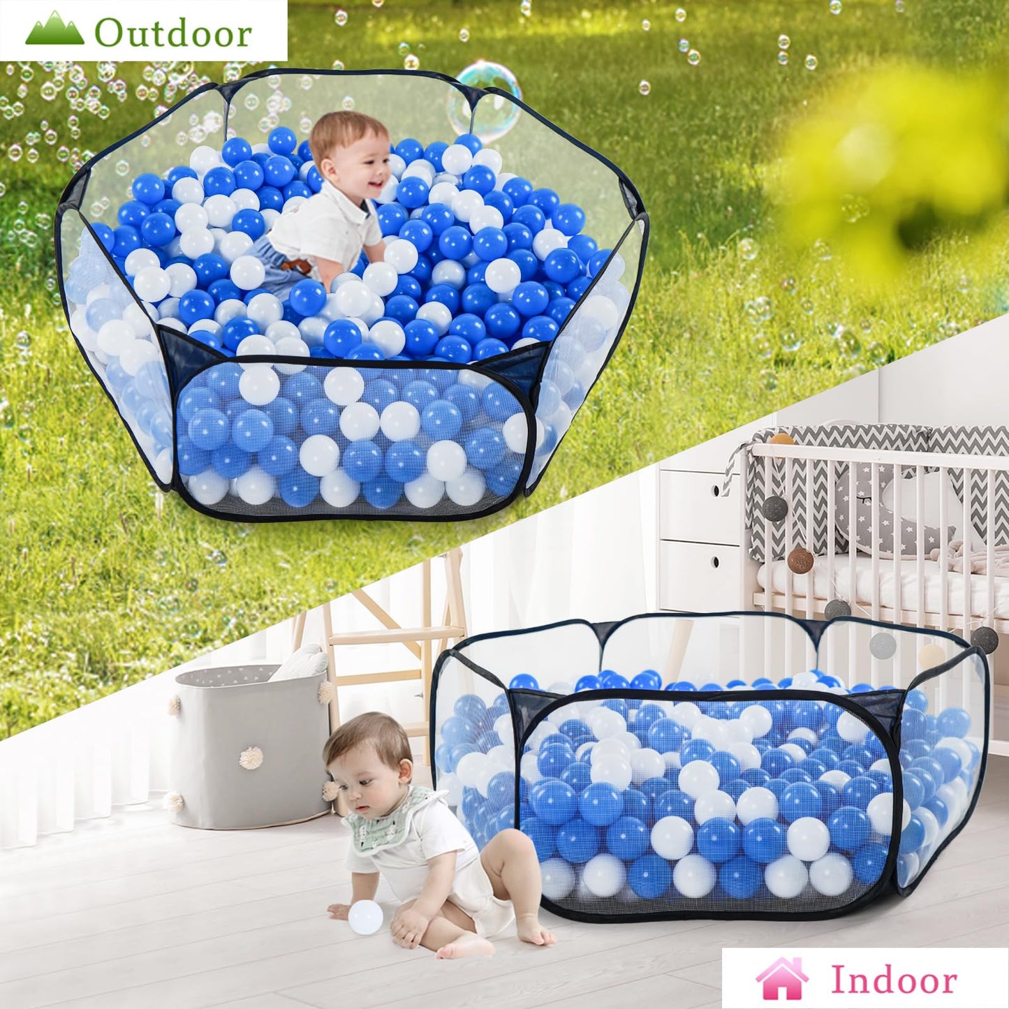 STARBOLO Kids Ball Pit Play Tent – Foldable Ball Pool for Toddlers (Black)