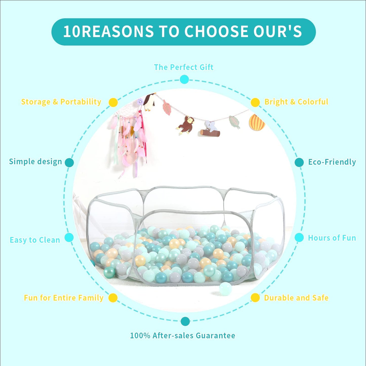 STARBOLO Gray Kids Ball Pit — Foldable Indoor/Outdoor Play Tent (Balls Not Included)