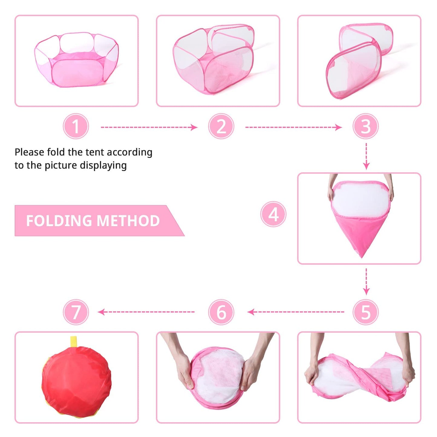 STARBOLO Cute Hexagon Kids Ball Pit — Collapsible Indoor/Outdoor Play Fence (Pink)