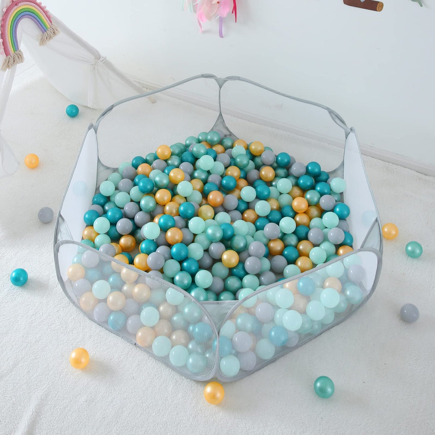 STARBOLO Gray Kids Ball Pit — Foldable Indoor/Outdoor Play Tent (Balls Not Included)