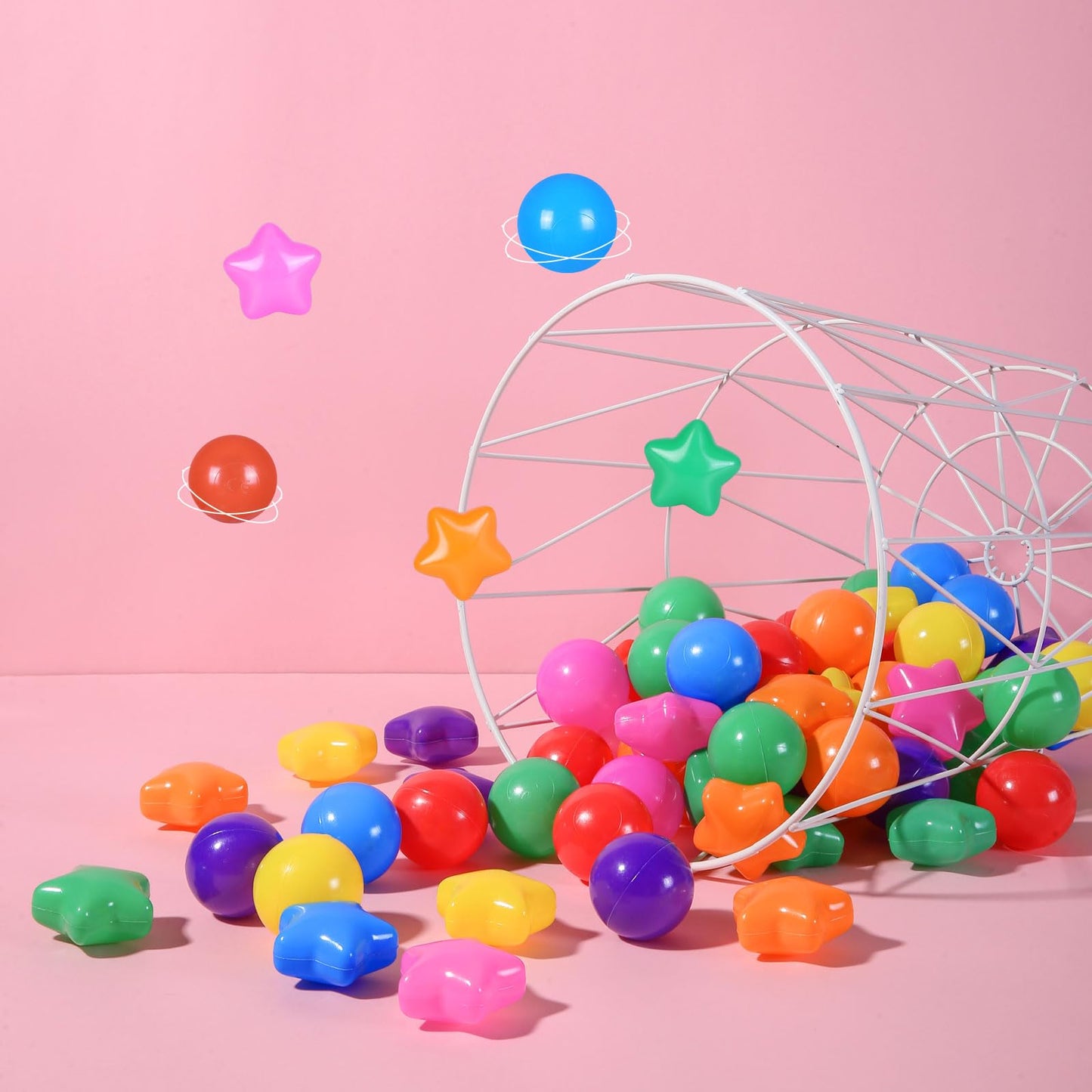 STARBOLO Ball Pit Balls 200 Rainbow Stars – Crush-Proof Plastic Kids Toys