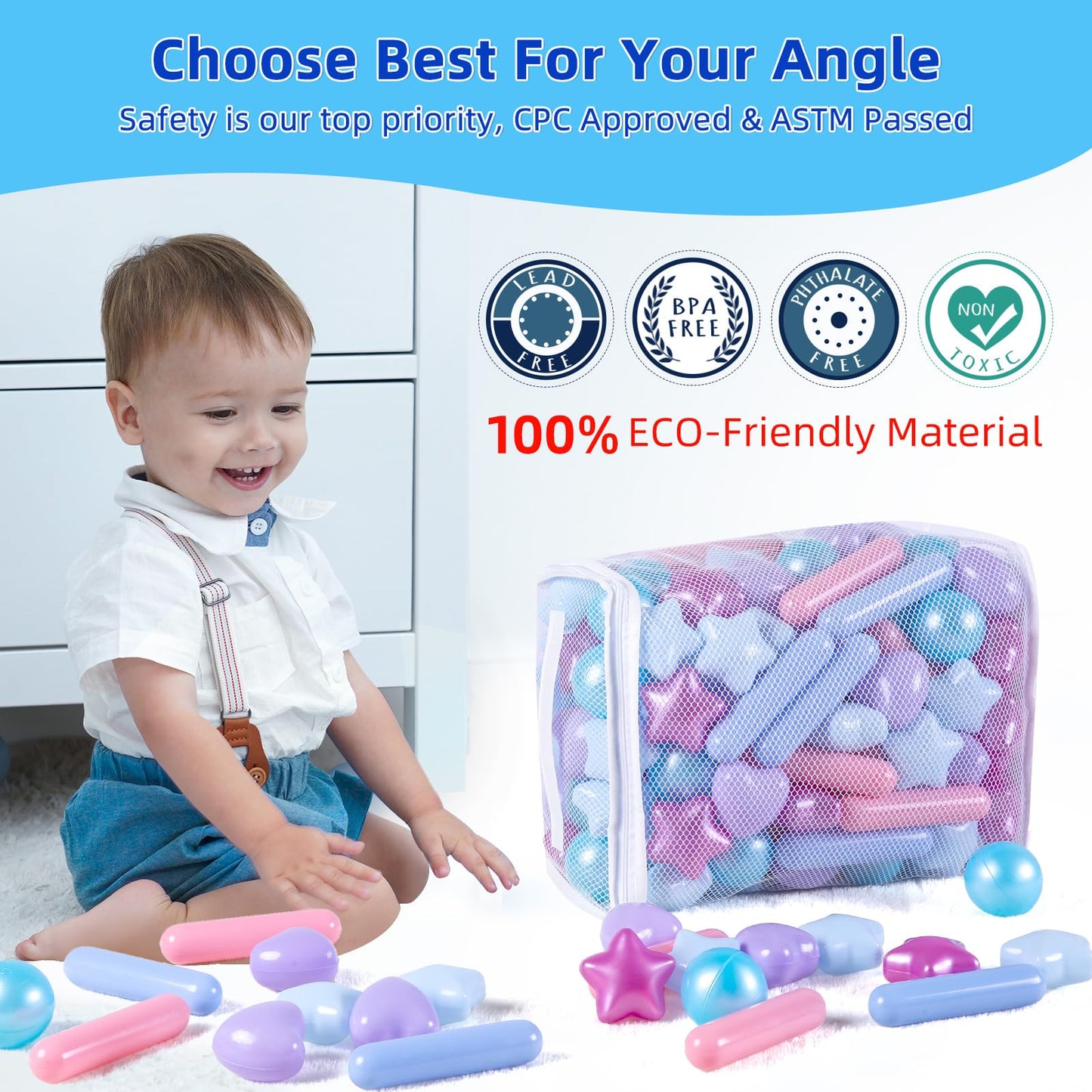 STARBOLO Ball Pit Balls - 150pcs Mermaid Ocean Colors for Toddlers