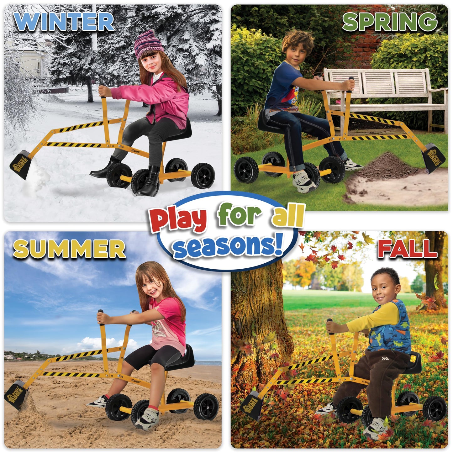 Stargo Kids Excavator Toy Sand Digger on Wheels — Safe Sandbox Ride-On for Boys
