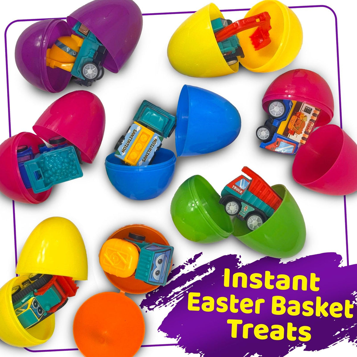 Stargo 16-Pack Colorful Prefilled Easter Eggs with Pull-Back Cars – Bulk Set