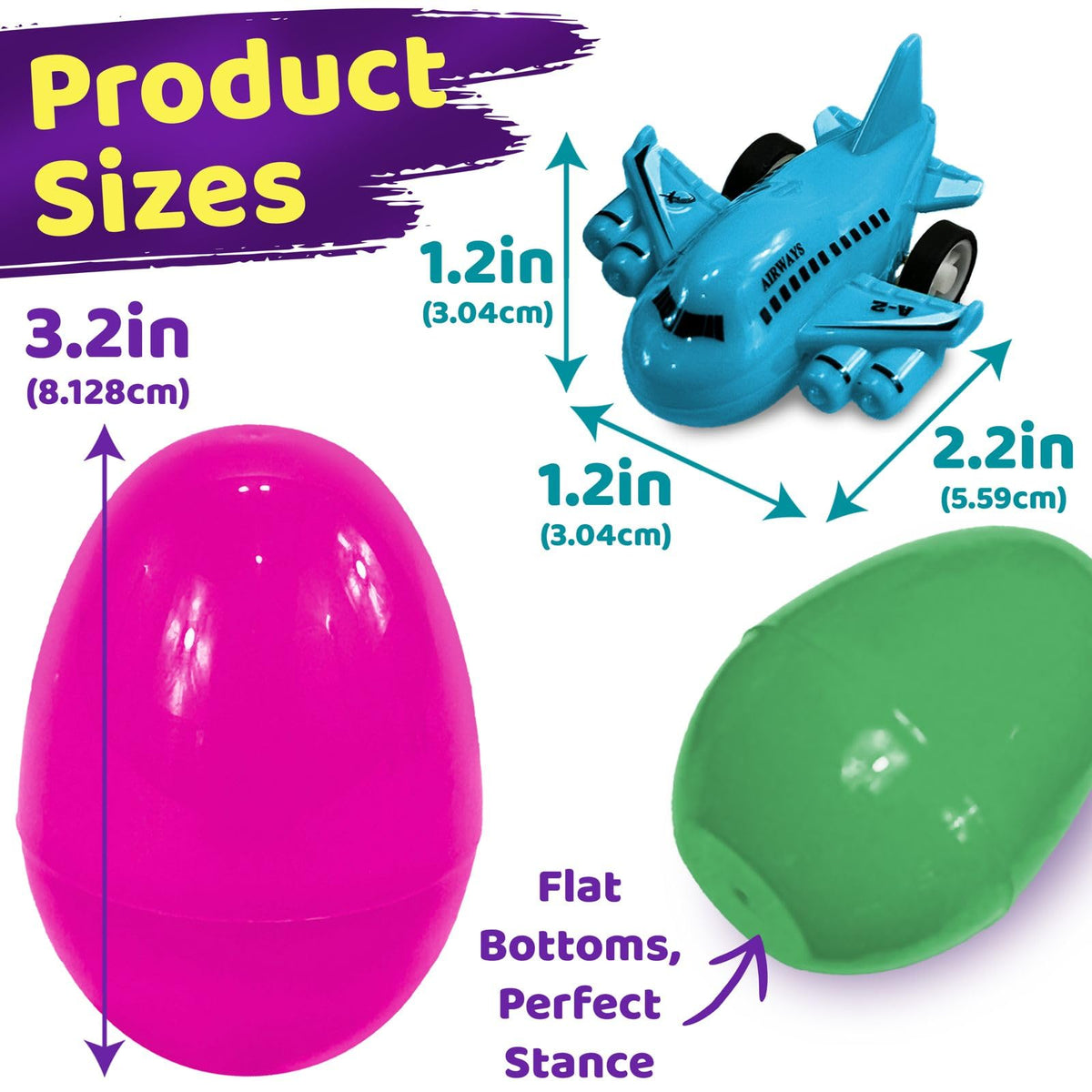Stargo 16 Pack Colorful Prefilled Easter Eggs with Pull-Back Aircraft Toys | Ready-to-Hide Plastic Eggs for Easter